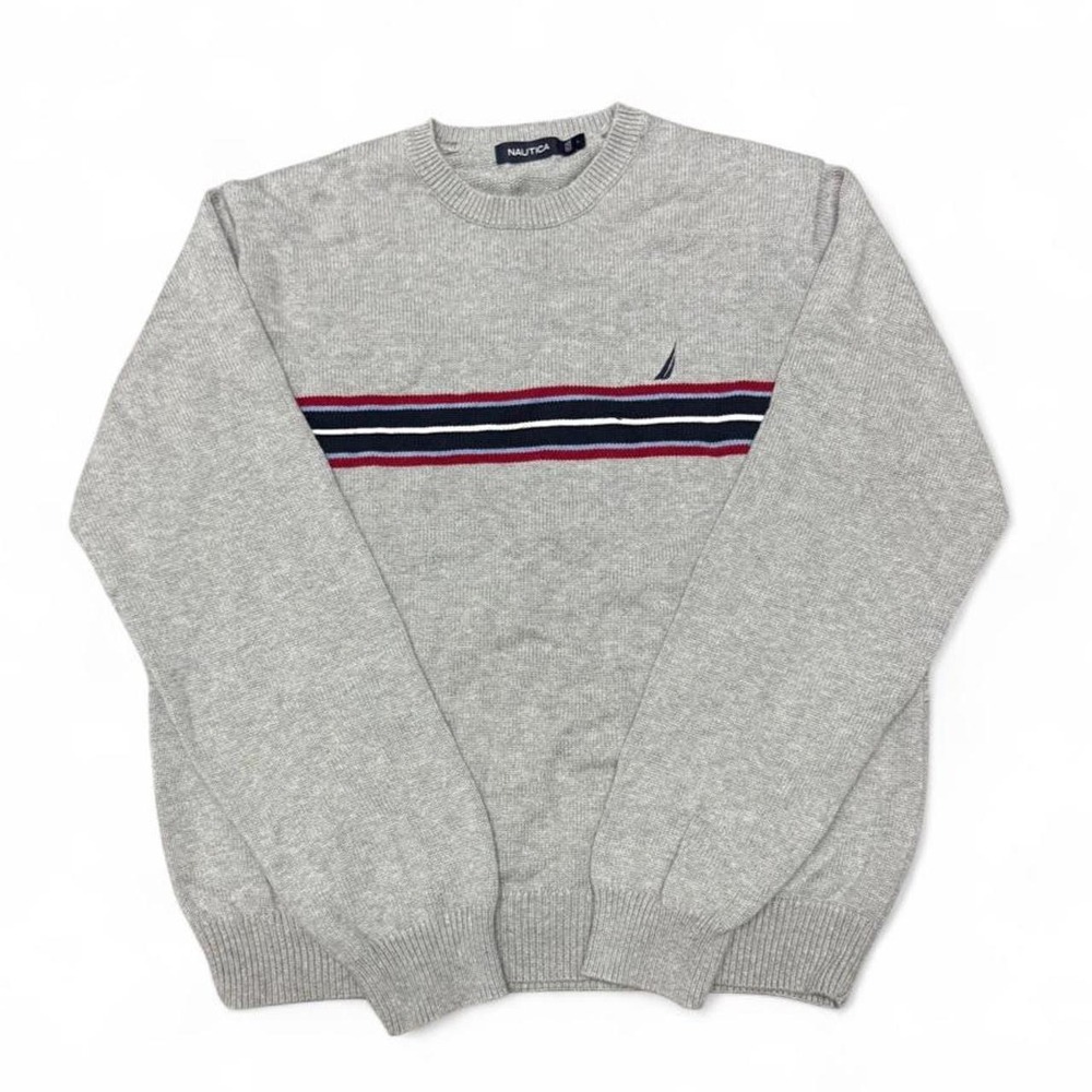Náutica Mens Vintage Knit Sweater Striped  Sz Large